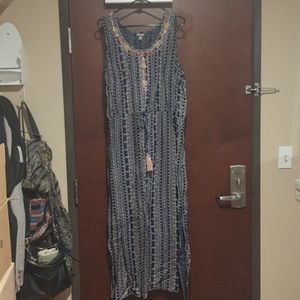 Falls Creek 2x boho maxi dress navy blue& tan